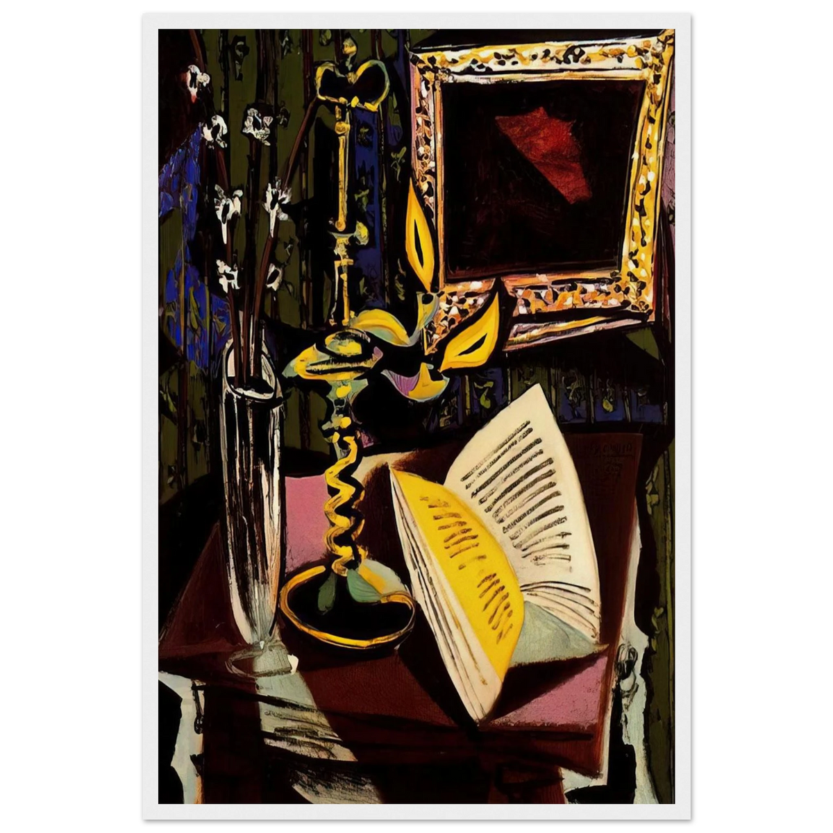 Still life with candlestick - 1937 Framed Poster | Pablo Picasso Framed Prints Wall Art | Pablo Picasso Shop