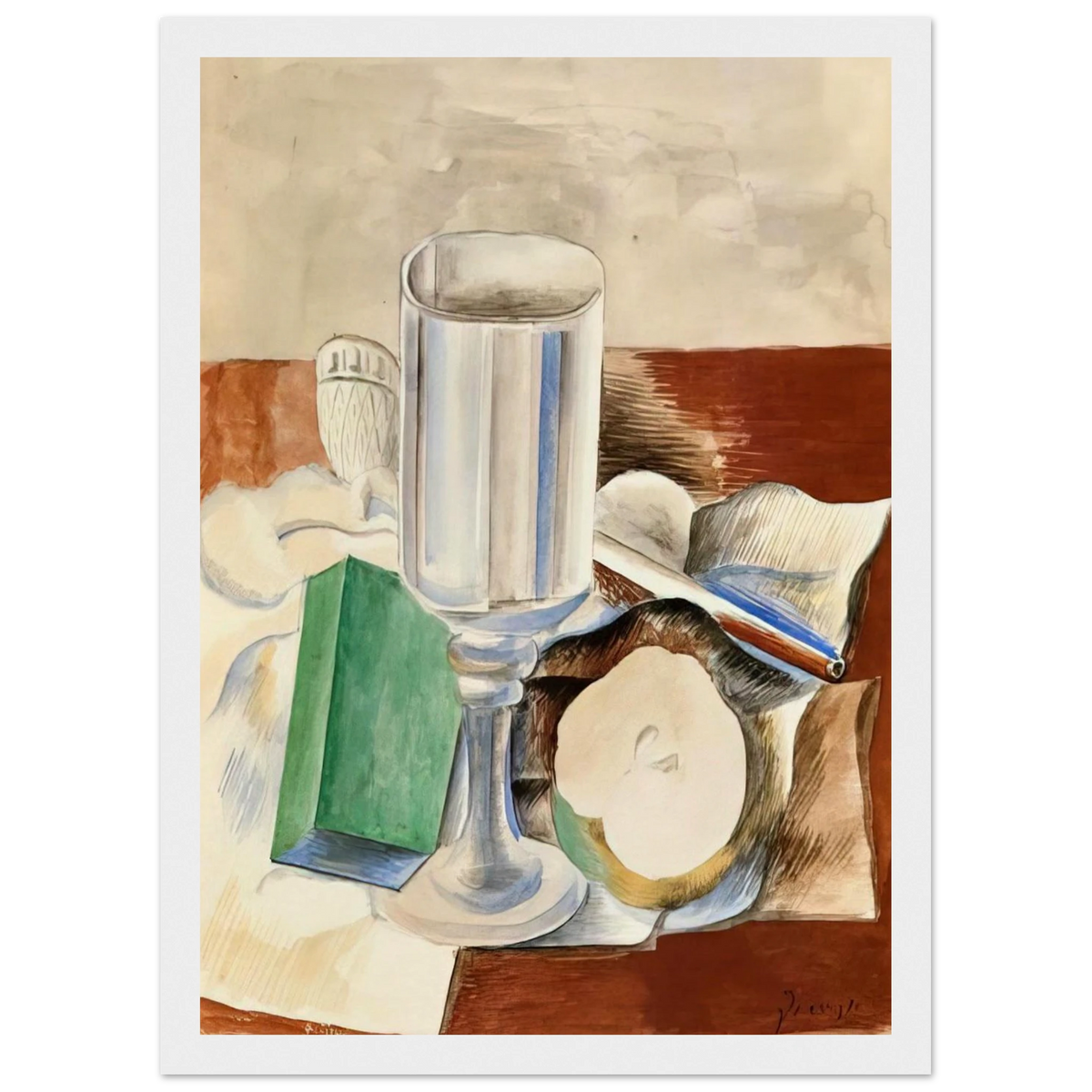 Still life with a Glass and an Apple - 1914 Framed Poster | Pablo Picasso Framed Prints Wall Art | Pablo Picasso Shop