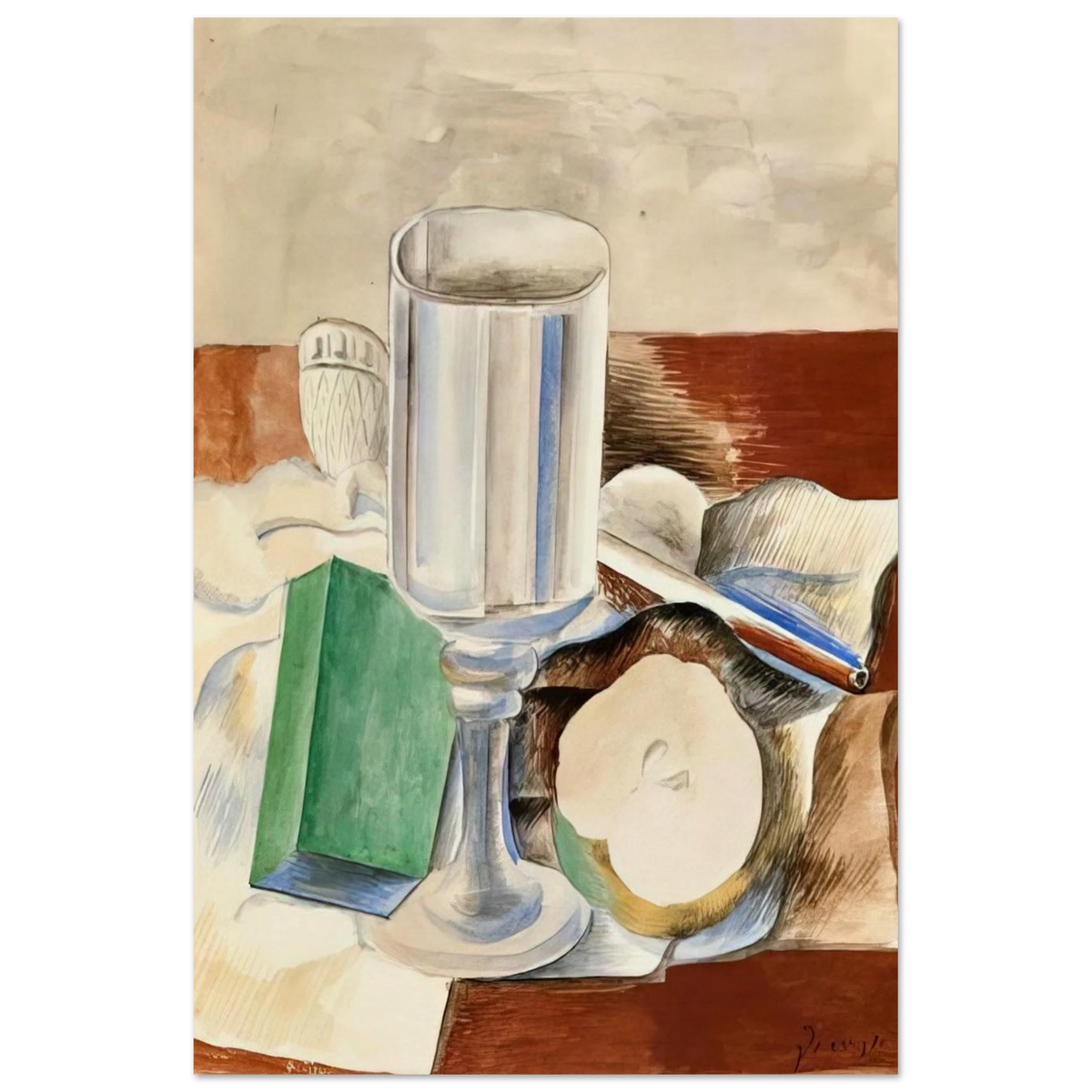 Still life with a Glass and an Apple - 1914 Poster | Pablo Picasso Poster | Pablo Picasso Shop