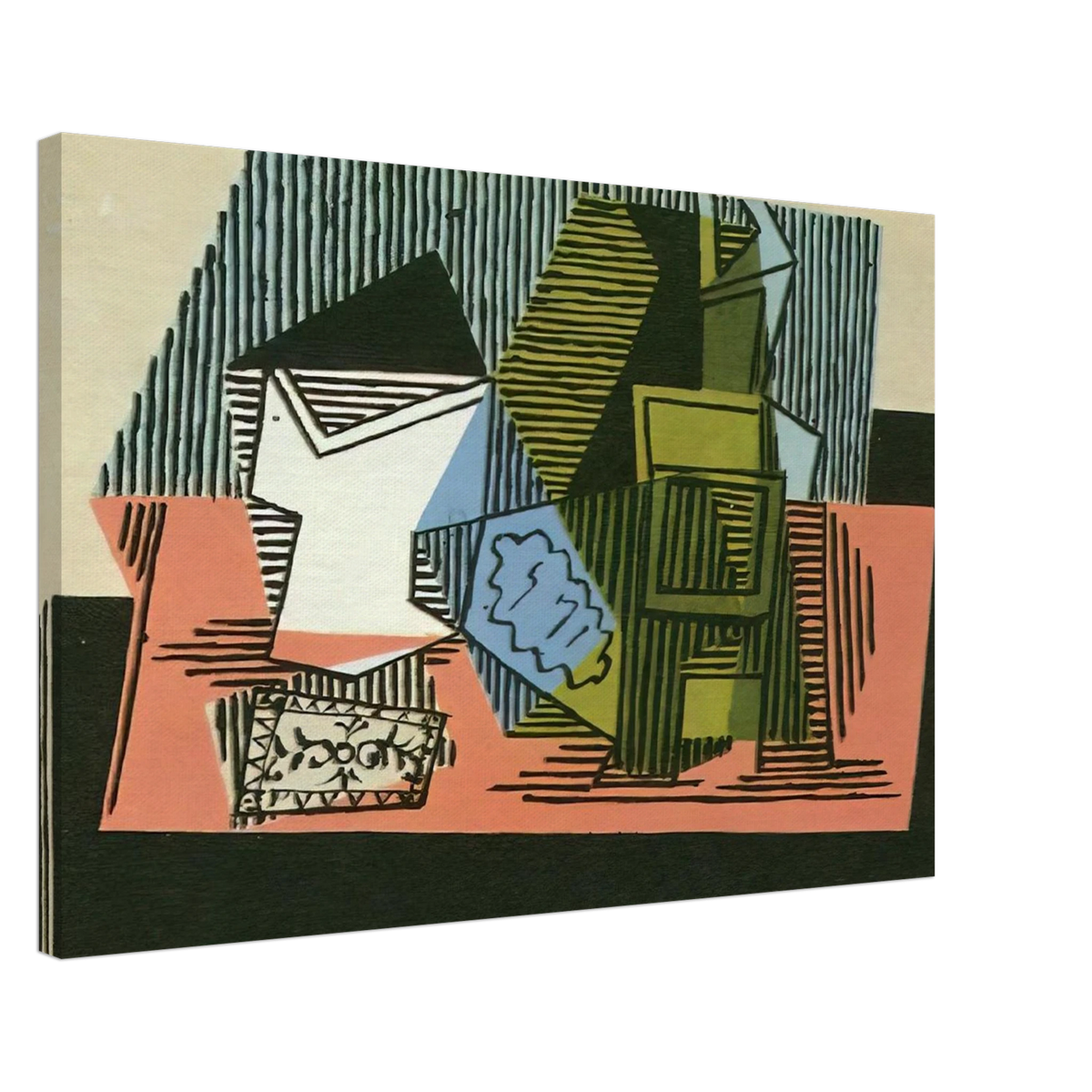 Glass, bottle, packet of tobacco Canvas | Pablo Picasso Canvas | Pablo Picasso Shop