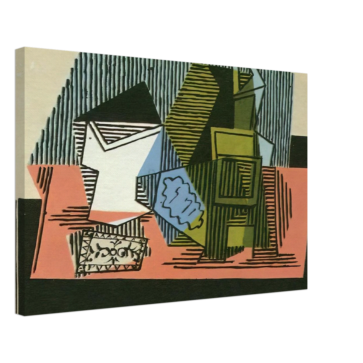 Glass, bottle, packet of tobacco Canvas | Pablo Picasso Canvas | Pablo Picasso Shop
