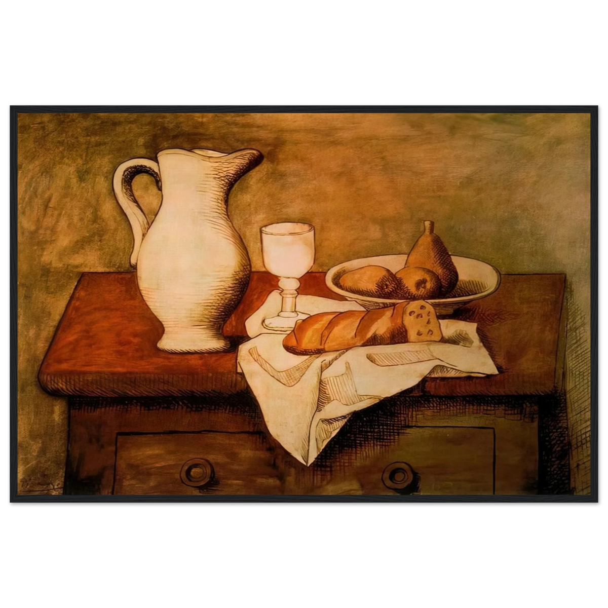 Still life with jug and bread - 1921 Framed Poster | Pablo Picasso Framed Prints Wall Art | Pablo Picasso Shop