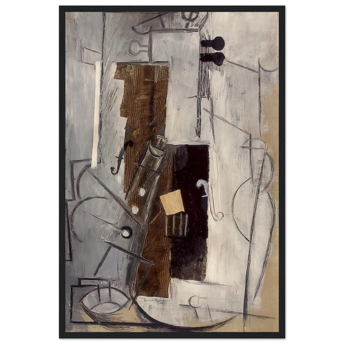 Clarinet and Violin - 1913 Framed Poster | Pablo Picasso Framed Prints Wall Art | Pablo Picasso Shop