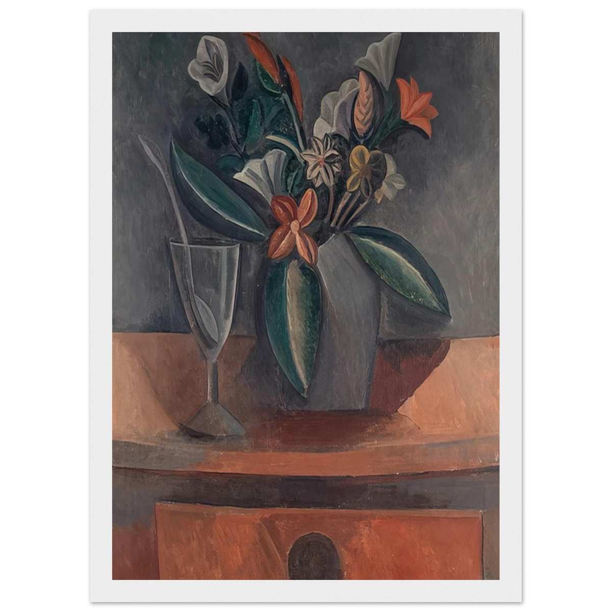 Flowers in a Grey Jar - 1908 Framed Poster | Pablo Picasso Framed Prints Wall Art | Pablo Picasso Shop