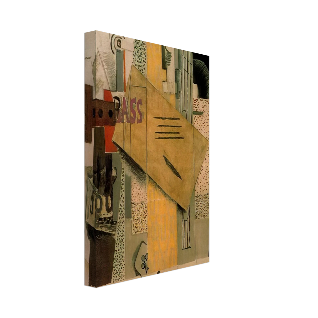 Clarinet, bottle of bass, newspaper, ace of clubs - 1913 Canvas | Pablo Picasso Canvas | Pablo Picasso Shop