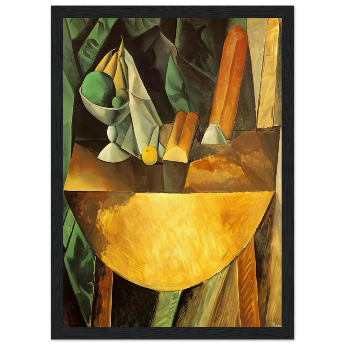 Bread and dish with fruits on the table Framed Poster | Pablo Picasso Framed Prints Wall Art | Pablo Picasso Shop