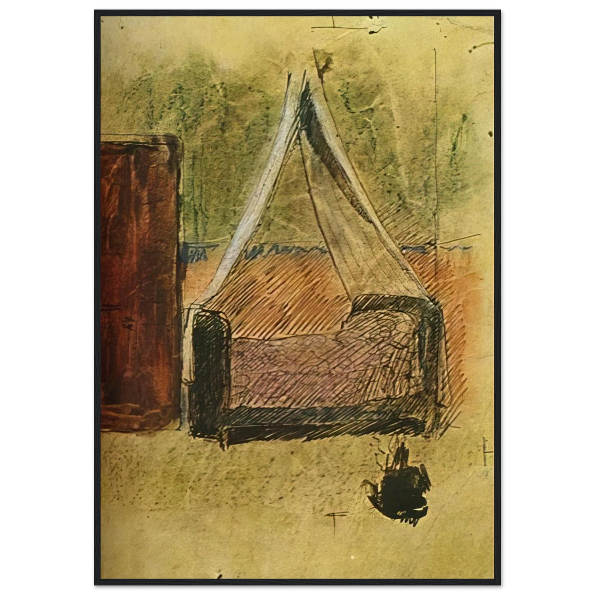 Bed with mosquito nets Framed Poster | Pablo Picasso Framed Prints Wall Art | Pablo Picasso Shop