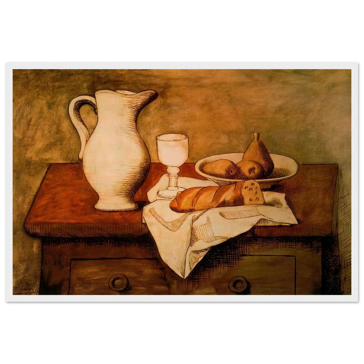 Still life with jug and bread - 1921 Framed Poster | Pablo Picasso Framed Prints Wall Art | Pablo Picasso Shop