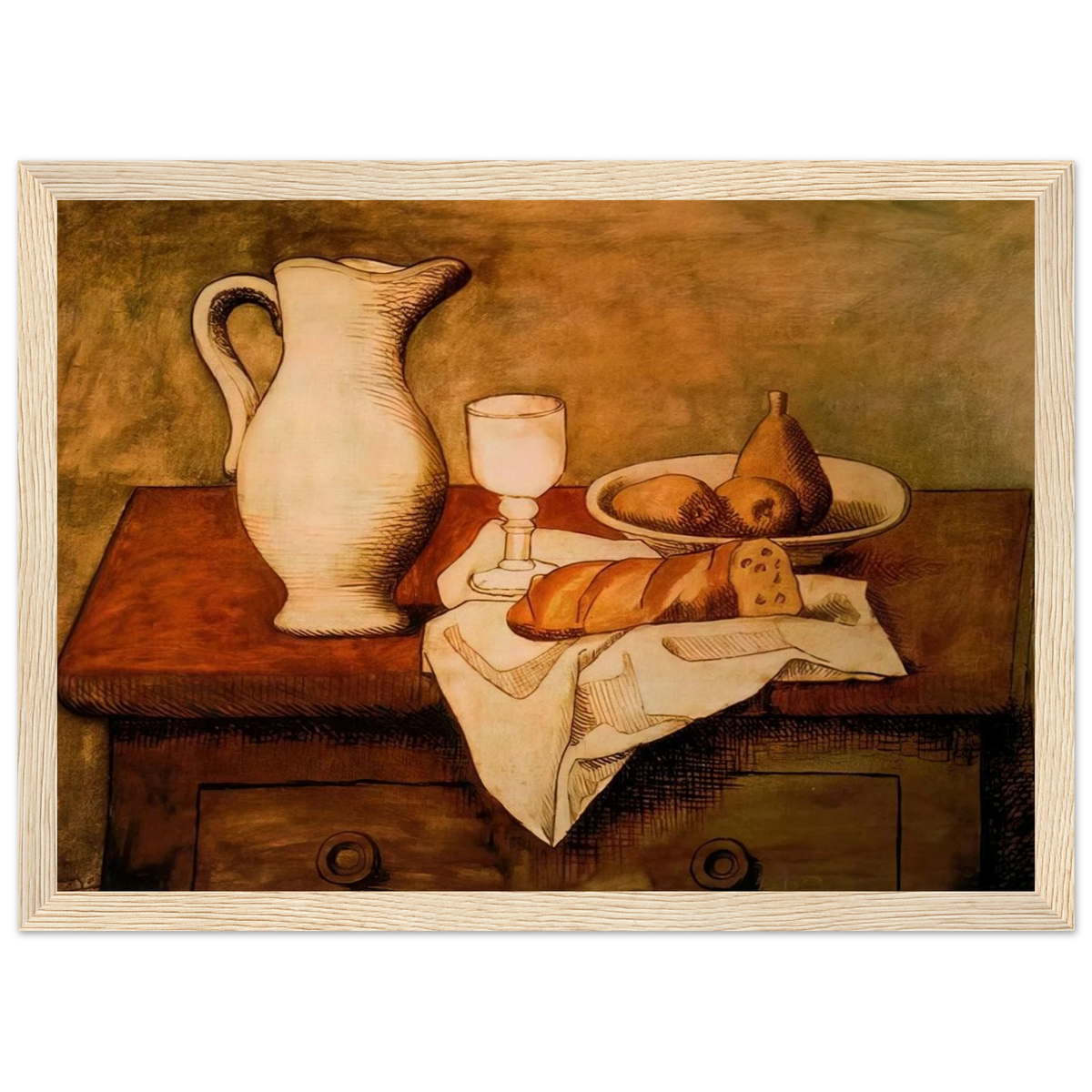 Still life with jug and bread - 1921 Framed Poster | Pablo Picasso Framed Prints Wall Art | Pablo Picasso Shop