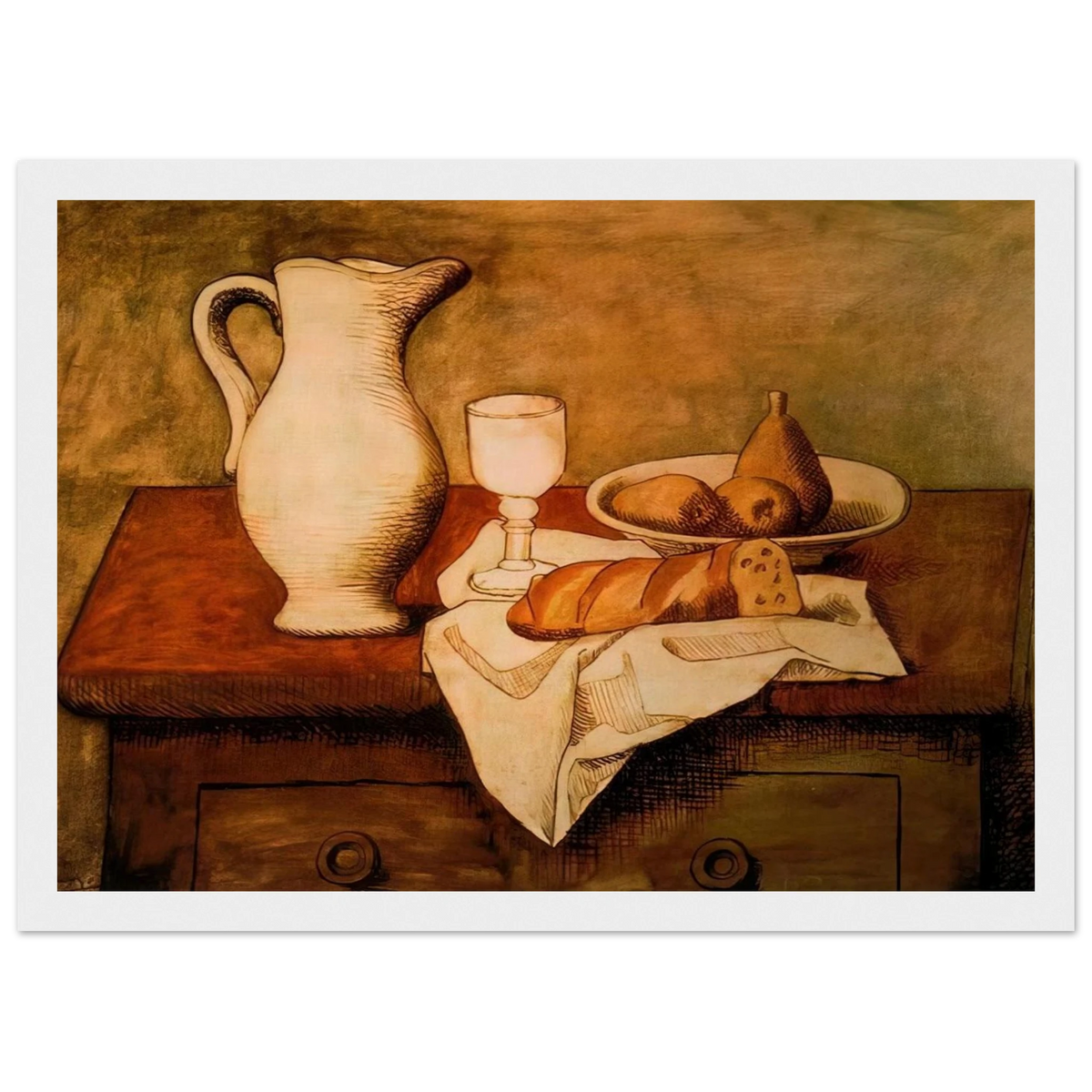 Still life with jug and bread - 1921 Framed Poster | Pablo Picasso Framed Prints Wall Art | Pablo Picasso Shop