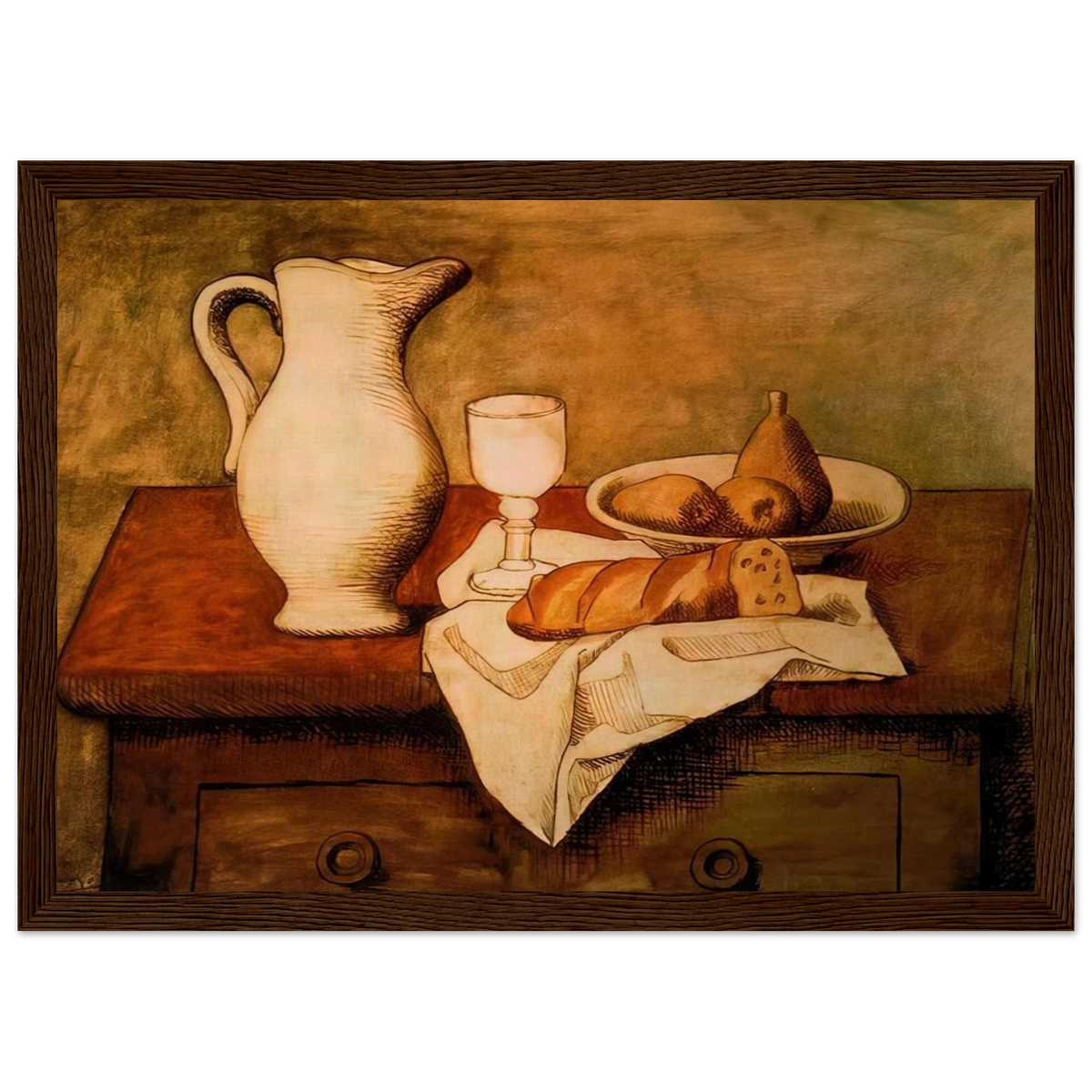 Still life with jug and bread - 1921 Framed Poster | Pablo Picasso Framed Prints Wall Art | Pablo Picasso Shop
