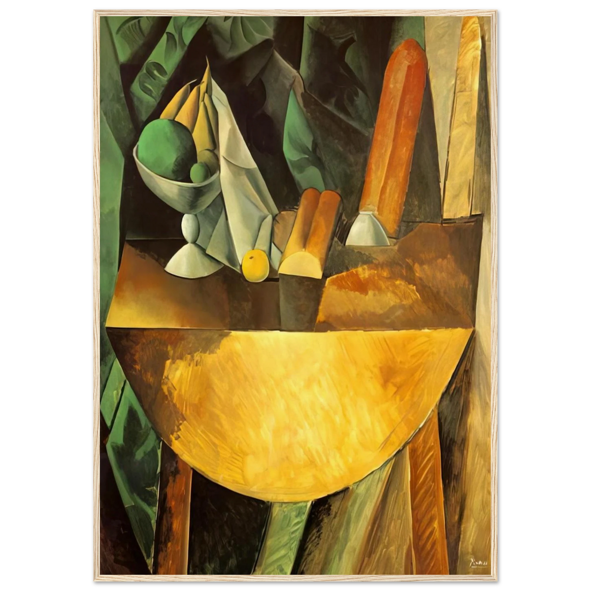 Bread and dish with fruits on the table Framed Poster | Pablo Picasso Framed Prints Wall Art | Pablo Picasso Shop