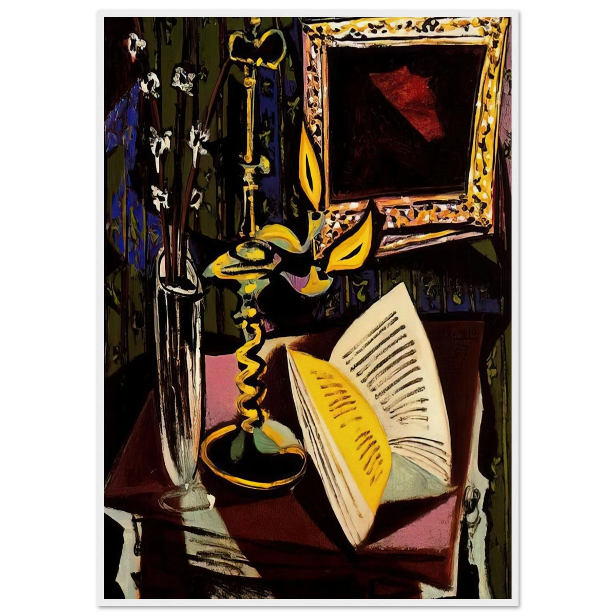 Still life with candlestick - 1937 Framed Poster | Pablo Picasso Framed Prints Wall Art | Pablo Picasso Shop
