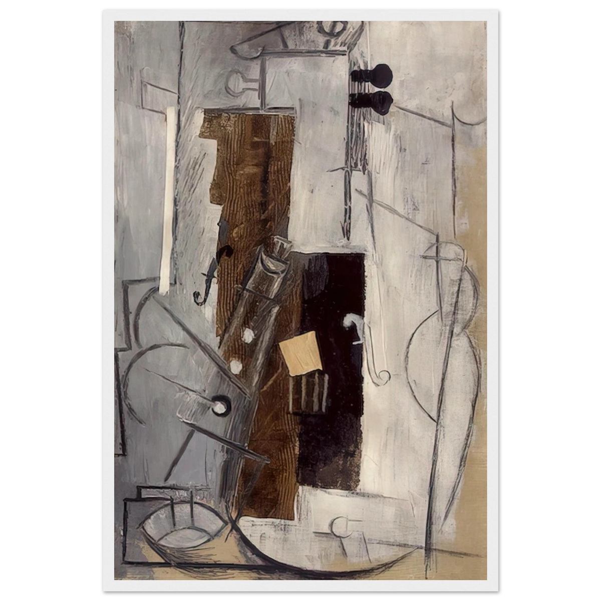 Clarinet and Violin - 1913 Framed Poster | Pablo Picasso Framed Prints Wall Art | Pablo Picasso Shop