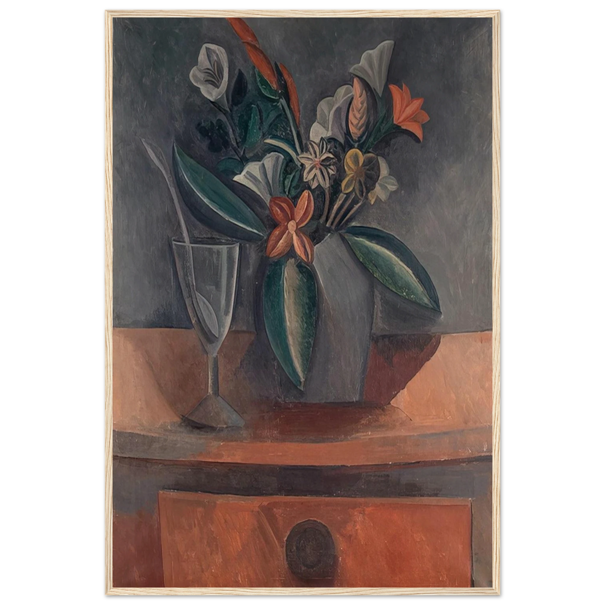 Flowers in a Grey Jar - 1908 Framed Poster | Pablo Picasso Framed Prints Wall Art | Pablo Picasso Shop