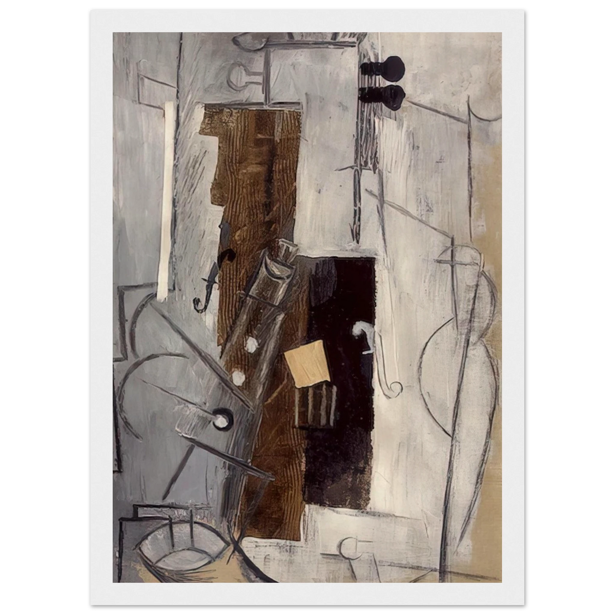 Clarinet and Violin - 1913 Framed Poster | Pablo Picasso Framed Prints Wall Art | Pablo Picasso Shop