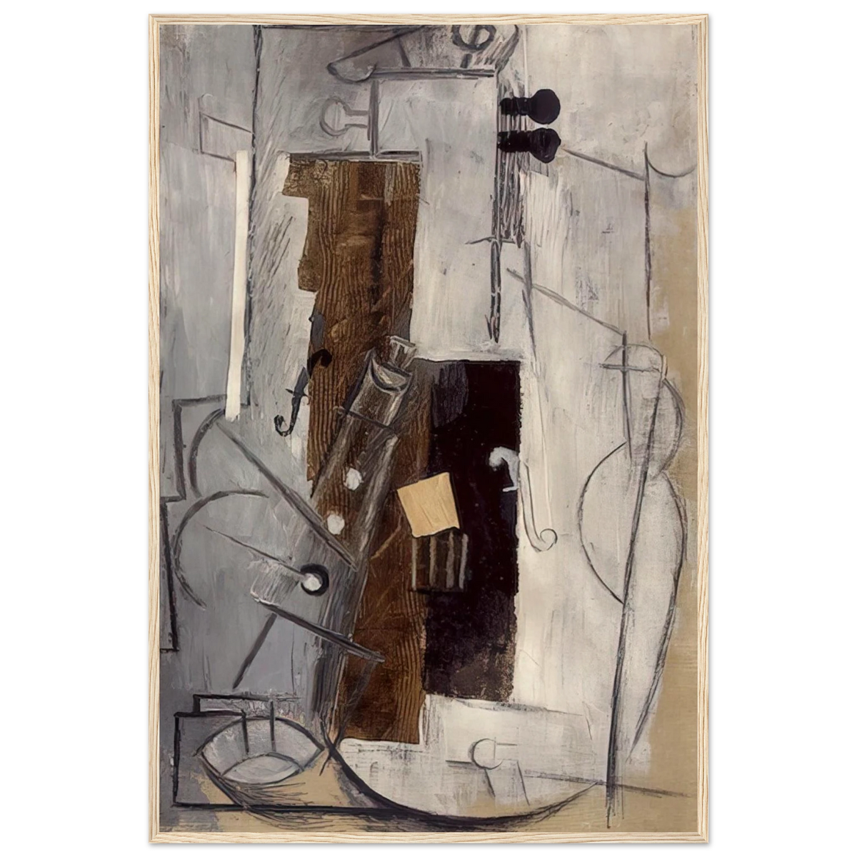 Clarinet and Violin - 1913 Framed Poster | Pablo Picasso Framed Prints Wall Art | Pablo Picasso Shop
