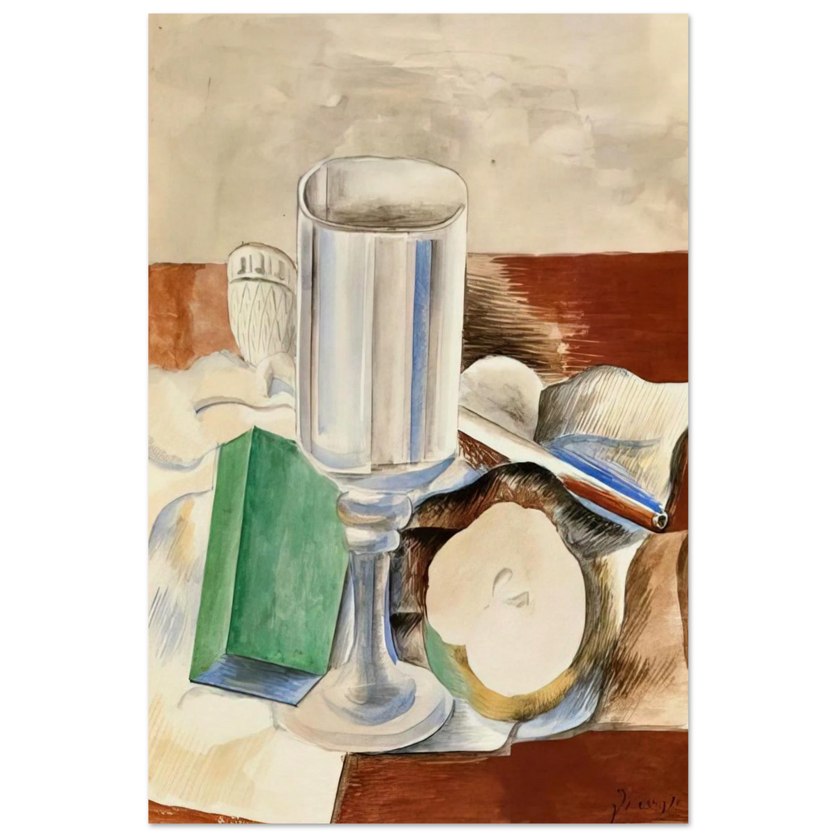 Still life with a Glass and an Apple - 1914 Poster | Pablo Picasso Poster | Pablo Picasso Shop