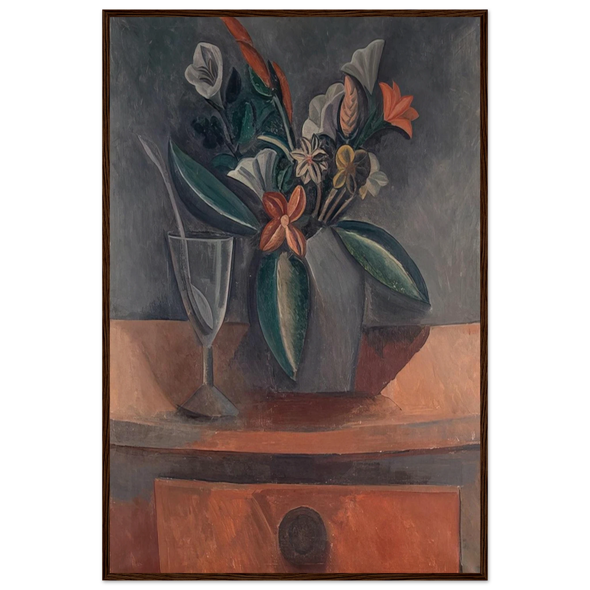 Flowers in a Grey Jar - 1908 Framed Poster | Pablo Picasso Framed Prints Wall Art | Pablo Picasso Shop