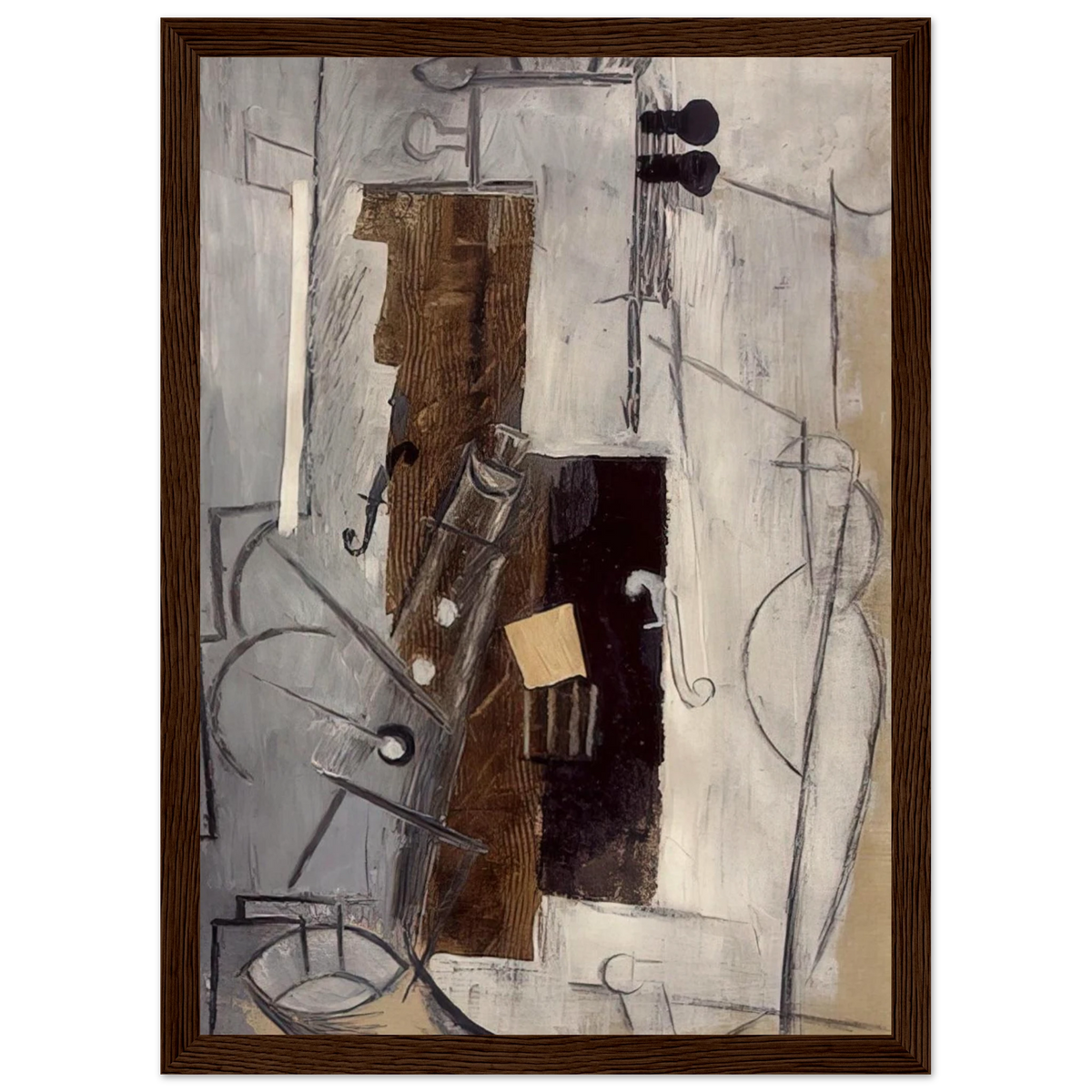 Clarinet and Violin - 1913 Framed Poster | Pablo Picasso Framed Prints Wall Art | Pablo Picasso Shop