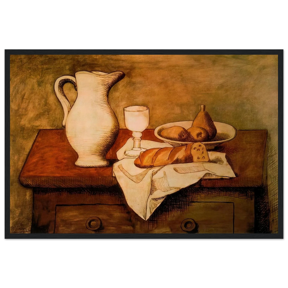 Still life with jug and bread - 1921 Framed Poster | Pablo Picasso Framed Prints Wall Art | Pablo Picasso Shop