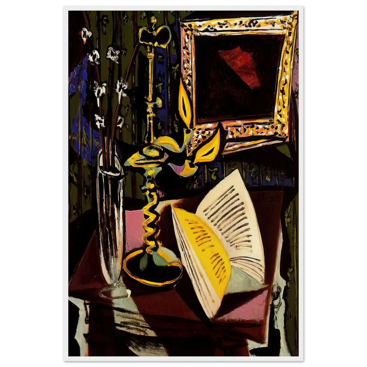Still life with candlestick - 1937 Framed Poster | Pablo Picasso Framed Prints Wall Art | Pablo Picasso Shop