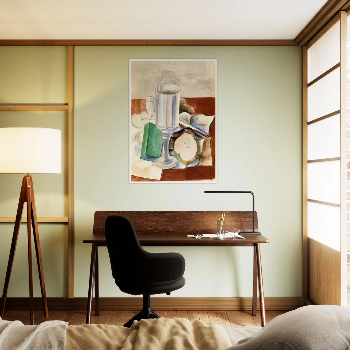 Still life with a Glass and an Apple - 1914 Framed Poster | Pablo Picasso Framed Prints Wall Art | Pablo Picasso Shop