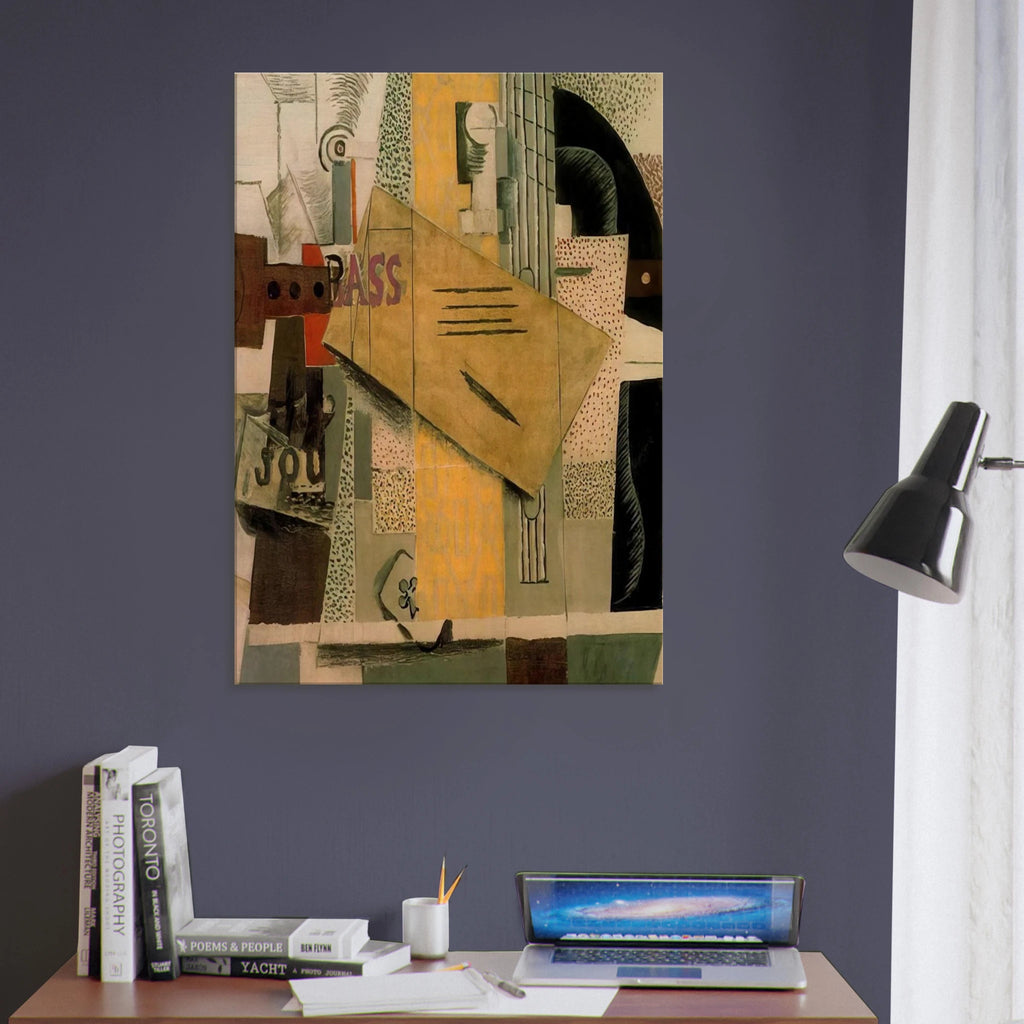 Clarinet, bottle of bass, newspaper, ace of clubs - 1913 Canvas | Pablo Picasso Canvas | Pablo Picasso Shop
