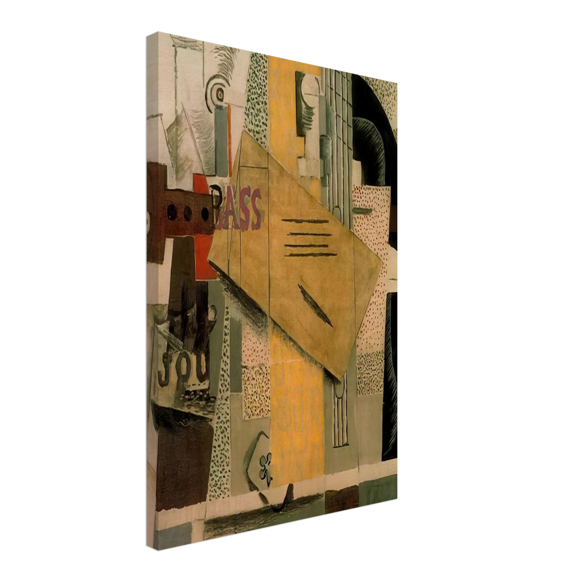 Clarinet, bottle of bass, newspaper, ace of clubs - 1913 Canvas | Pablo Picasso Canvas | Pablo Picasso Shop