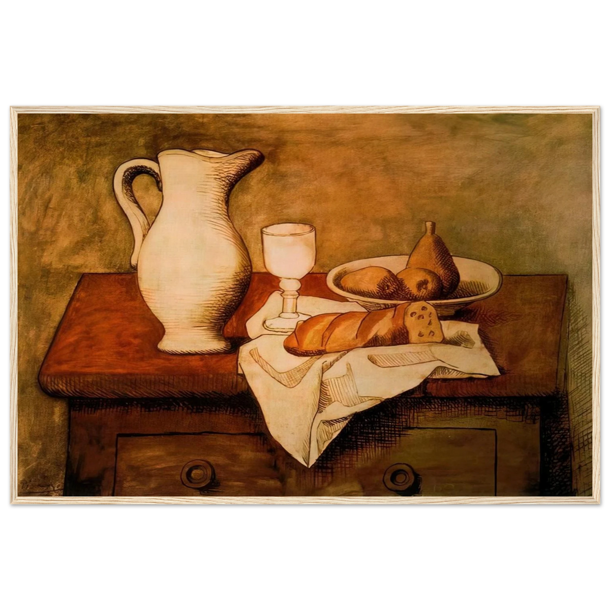 Still life with jug and bread - 1921 Framed Poster | Pablo Picasso Framed Prints Wall Art | Pablo Picasso Shop