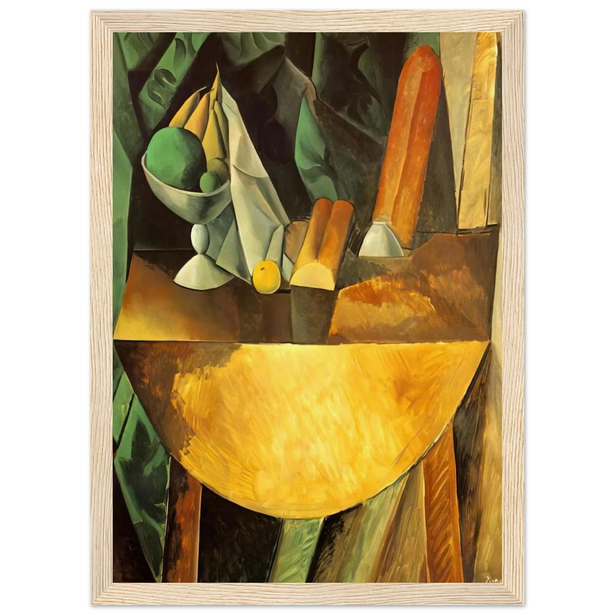 Bread and dish with fruits on the table Framed Poster | Pablo Picasso Framed Prints Wall Art | Pablo Picasso Shop