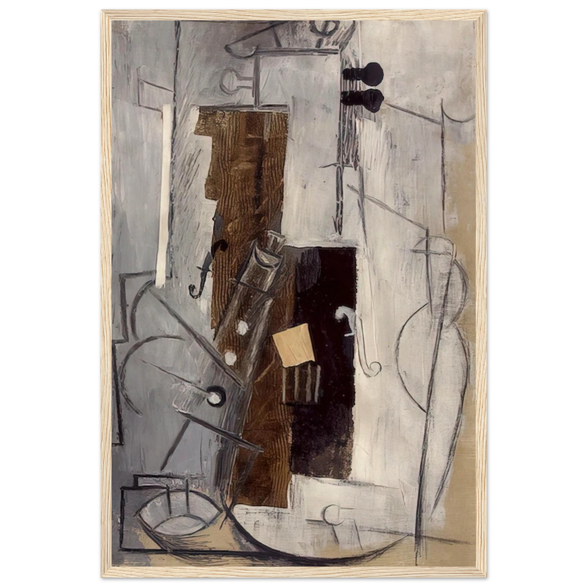 Clarinet and Violin - 1913 Framed Poster | Pablo Picasso Framed Prints Wall Art | Pablo Picasso Shop