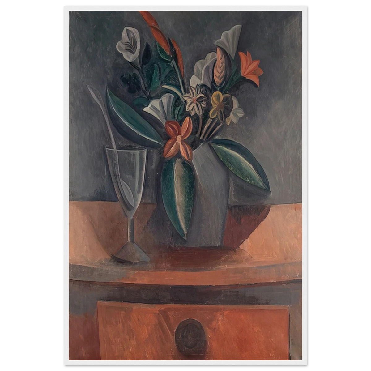 Flowers in a Grey Jar - 1908 Framed Poster | Pablo Picasso Framed Prints Wall Art | Pablo Picasso Shop