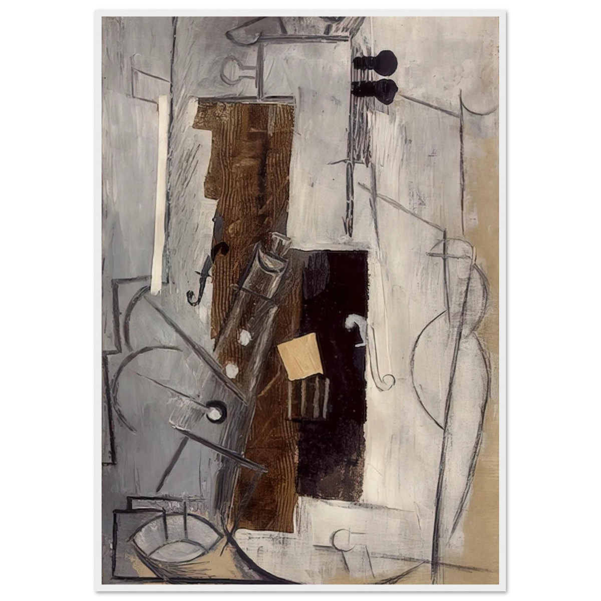 Clarinet and Violin - 1913 Framed Poster | Pablo Picasso Framed Prints Wall Art | Pablo Picasso Shop