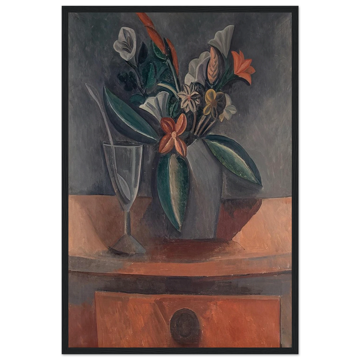 Flowers in a Grey Jar - 1908 Framed Poster | Pablo Picasso Framed Prints Wall Art | Pablo Picasso Shop
