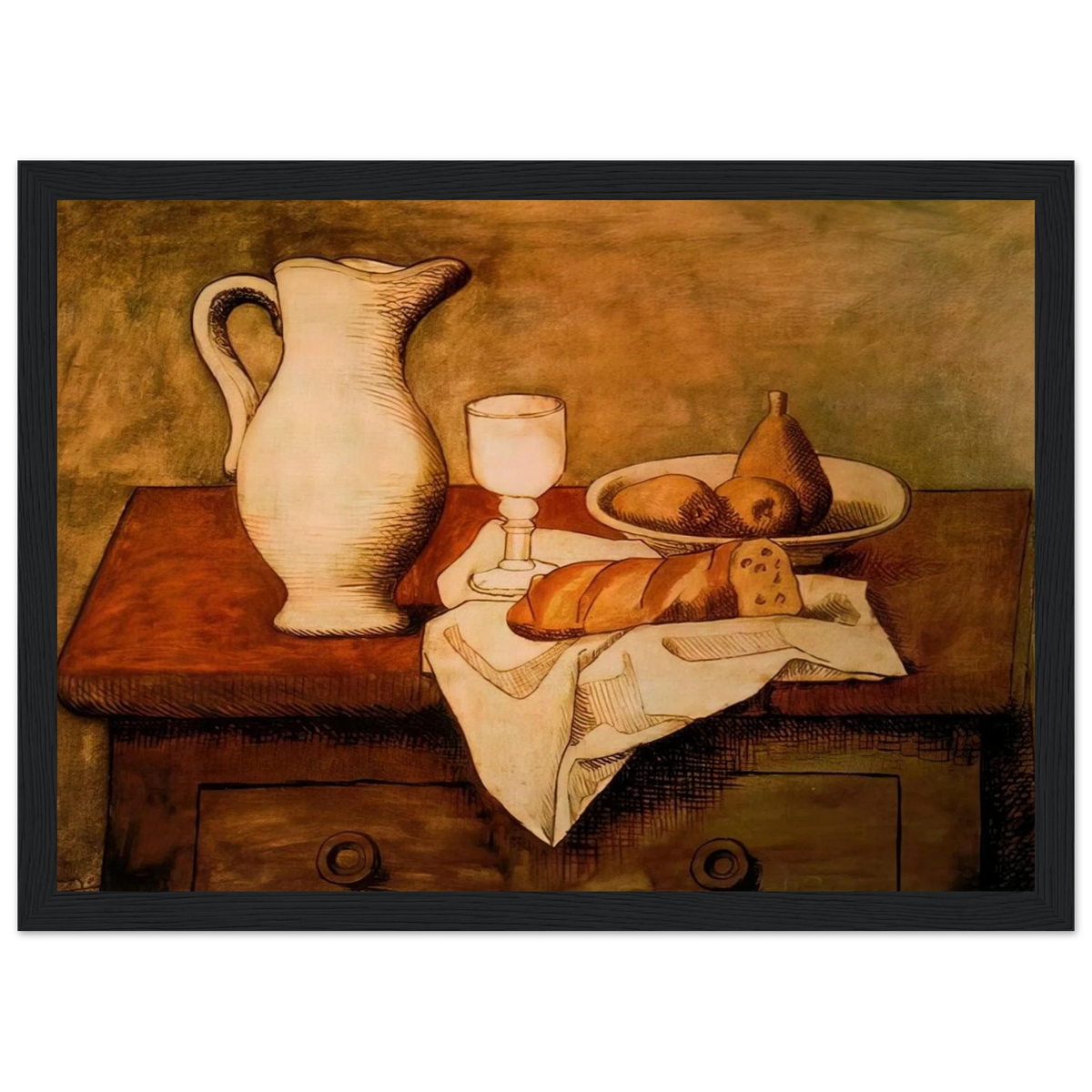 Still life with jug and bread - 1921 Framed Poster | Pablo Picasso Framed Prints Wall Art | Pablo Picasso Shop