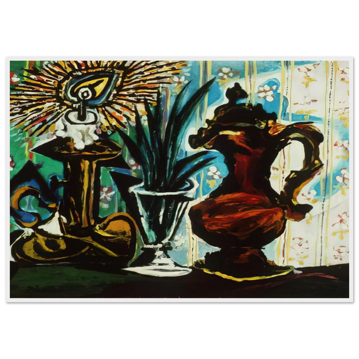 Still life with candle Framed Poster | Pablo Picasso Framed Prints Wall Art | Pablo Picasso Shop