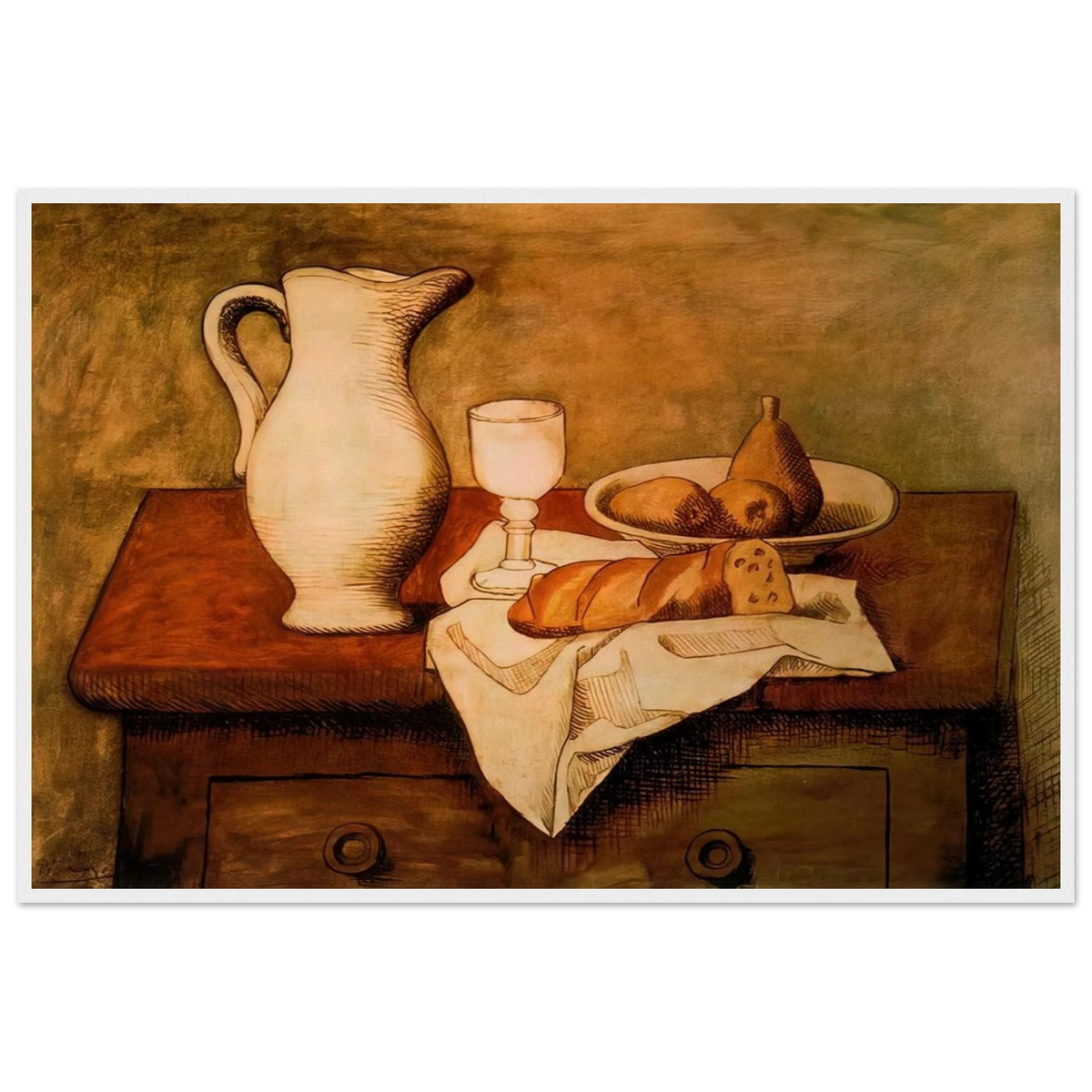 Still life with jug and bread - 1921 Framed Poster | Pablo Picasso Framed Prints Wall Art | Pablo Picasso Shop