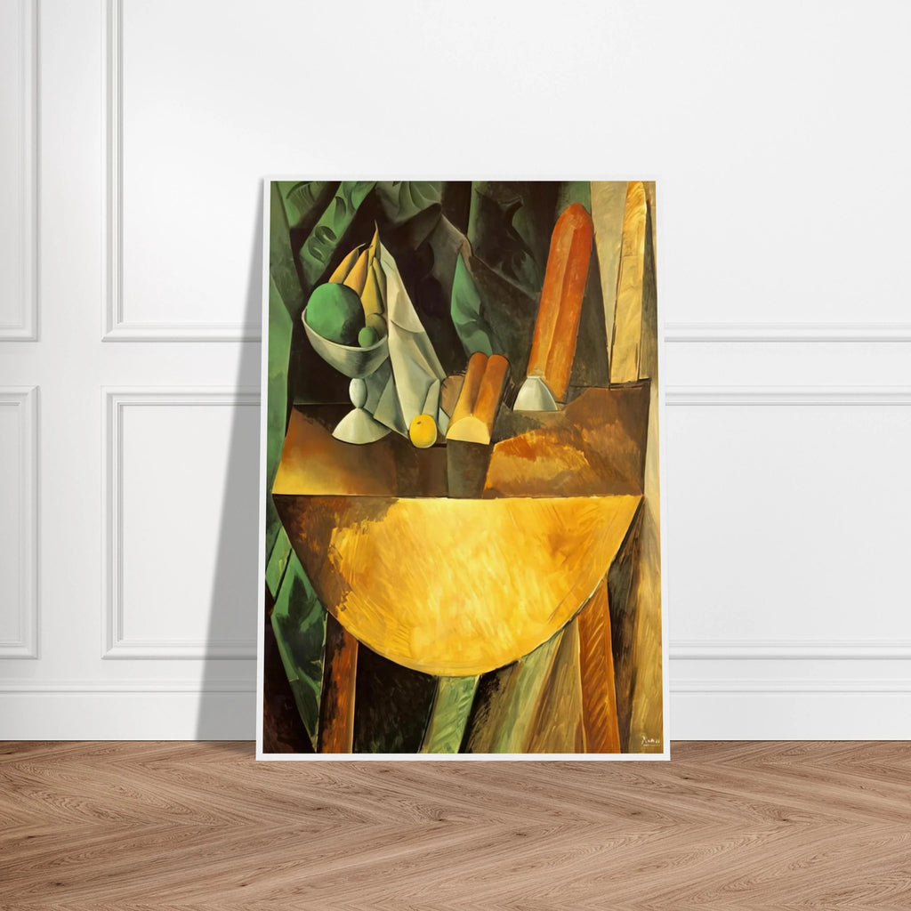 Bread and dish with fruits on the table Framed Poster | Pablo Picasso Framed Prints Wall Art | Pablo Picasso Shop