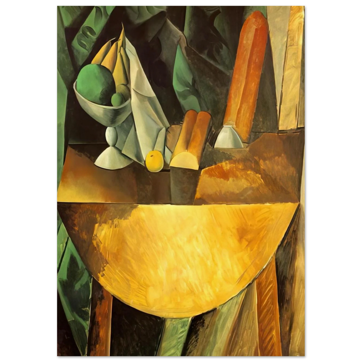 Bread and dish with fruits on the table Poster | Pablo Picasso Poster | Pablo Picasso Shop