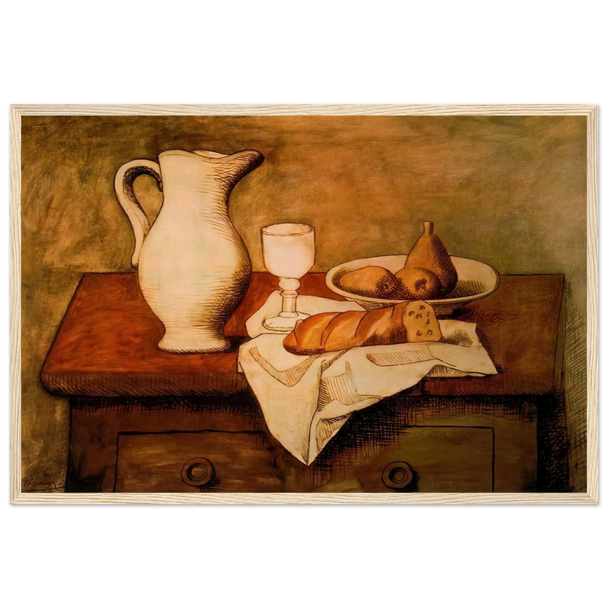Still life with jug and bread - 1921 Framed Poster | Pablo Picasso Framed Prints Wall Art | Pablo Picasso Shop