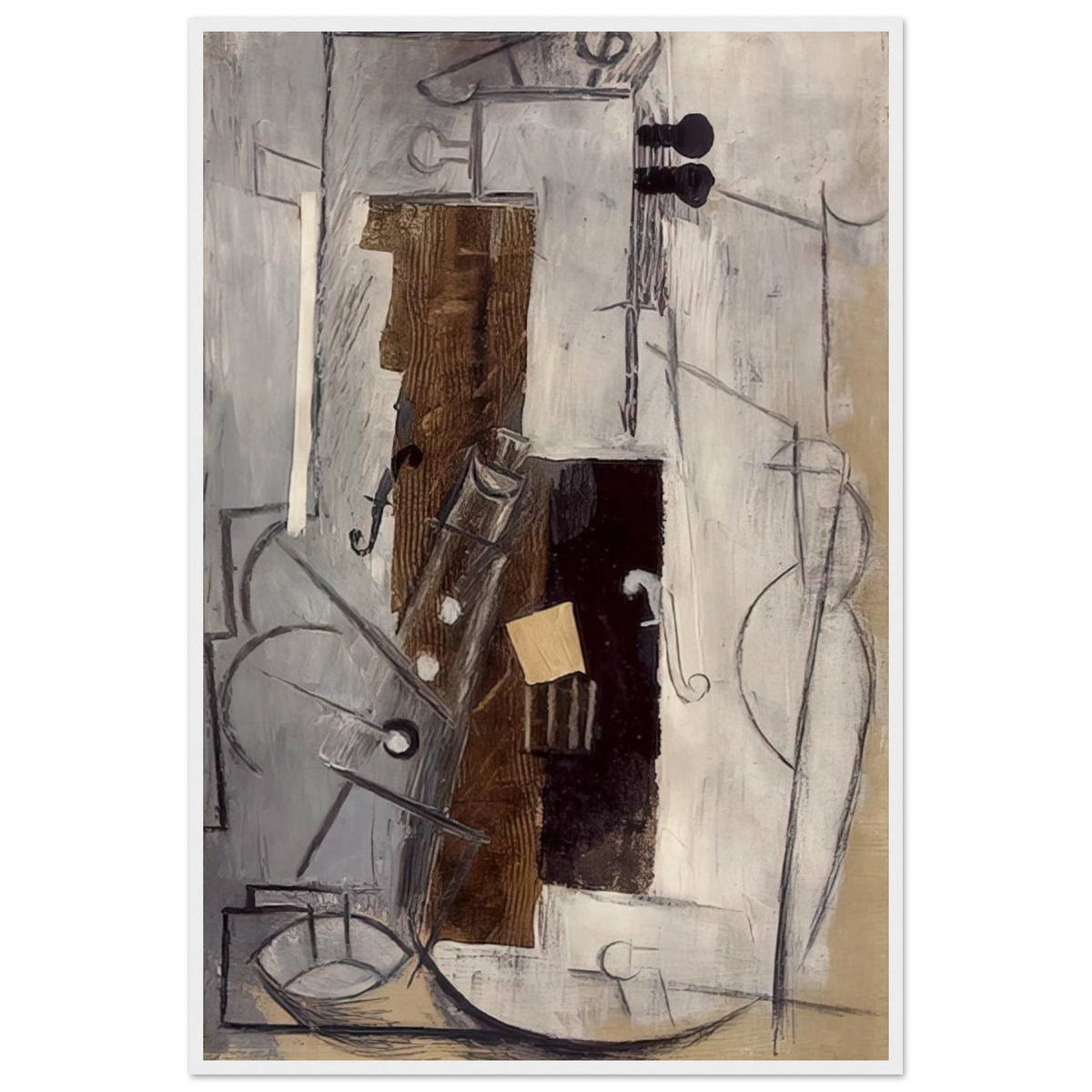 Clarinet and Violin - 1913 Framed Poster | Pablo Picasso Framed Prints Wall Art | Pablo Picasso Shop