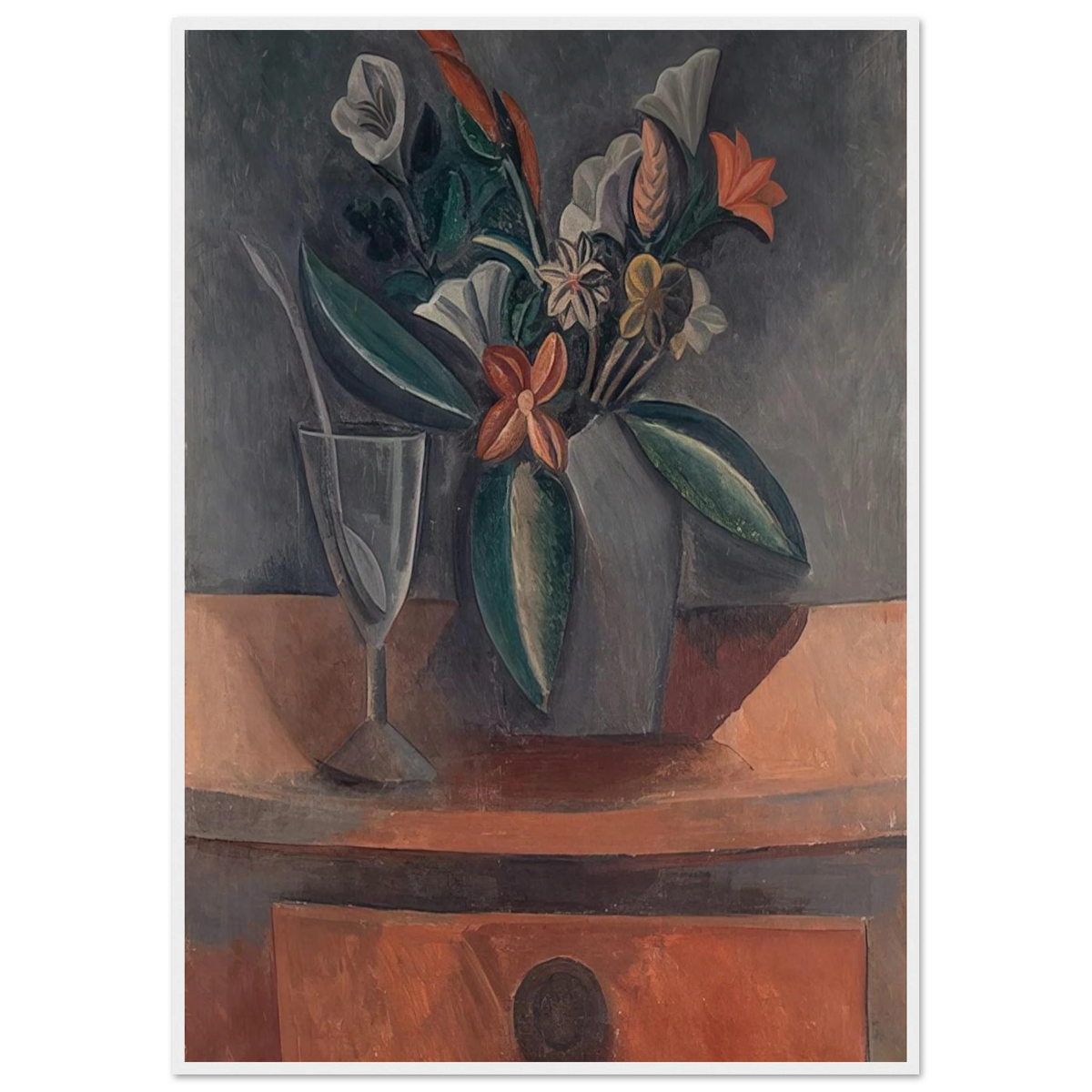 Flowers in a Grey Jar - 1908 Framed Poster | Pablo Picasso Framed Prints Wall Art | Pablo Picasso Shop