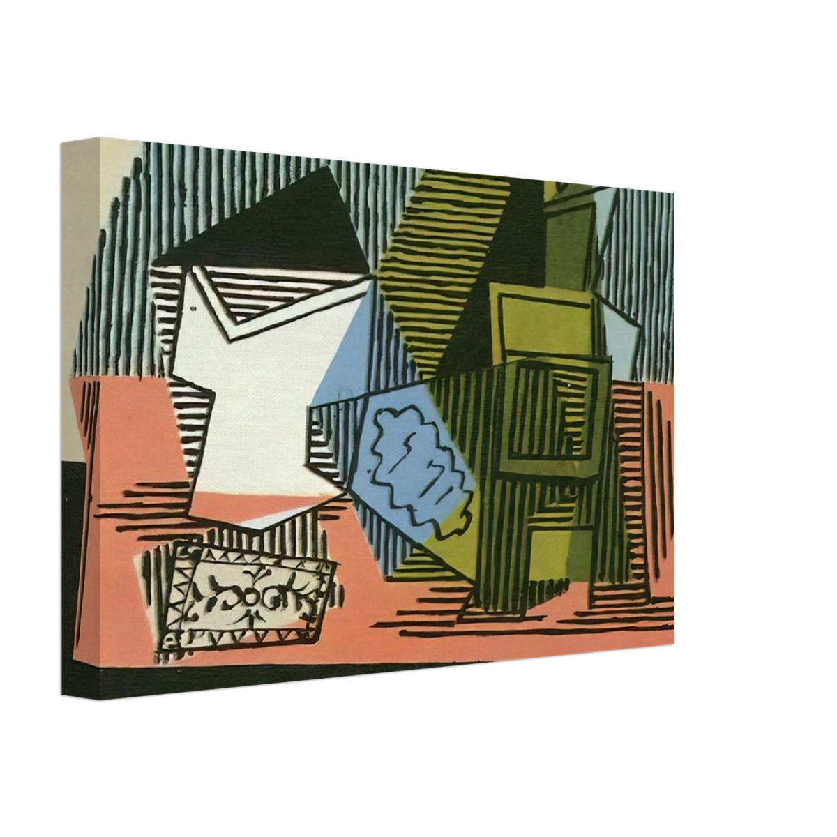 Glass, bottle, packet of tobacco Canvas | Pablo Picasso Canvas | Pablo Picasso Shop