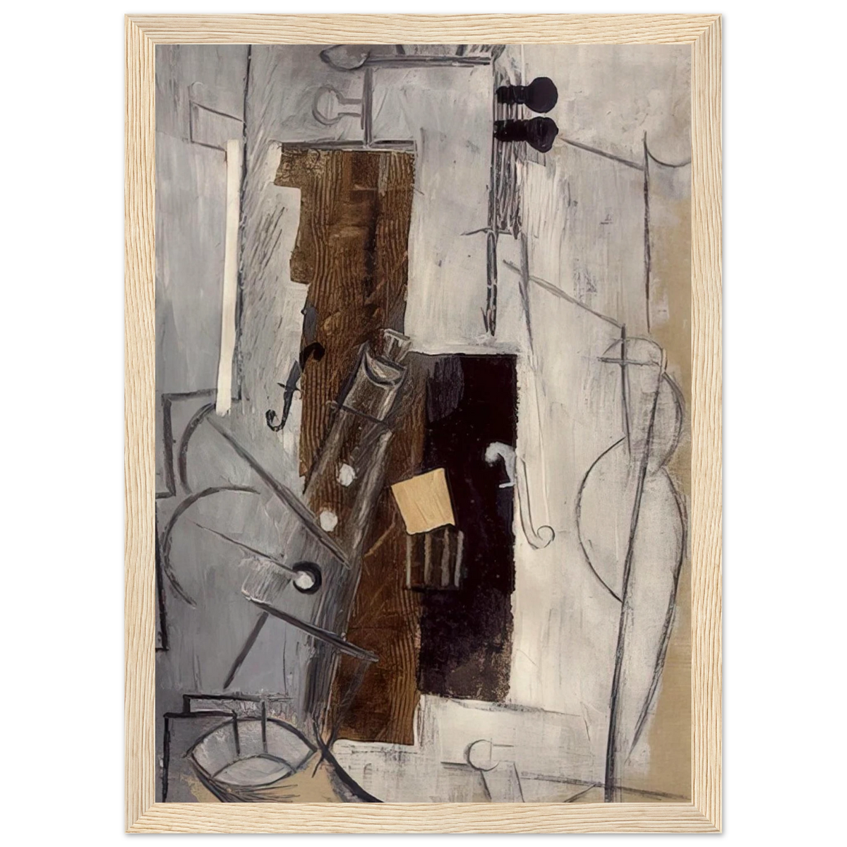 Clarinet and Violin - 1913 Framed Poster | Pablo Picasso Framed Prints Wall Art | Pablo Picasso Shop