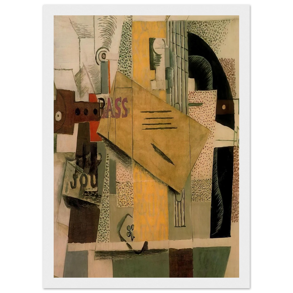 Clarinet, bottle of bass, newspaper, ace of clubs - 1913 Framed Poster | Pablo Picasso Framed Prints Wall Art | Pablo Picasso Shop