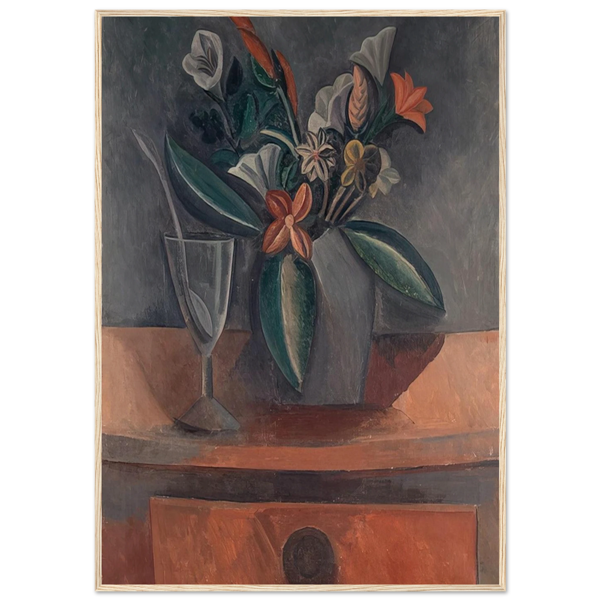 Flowers in a Grey Jar - 1908 Framed Poster | Pablo Picasso Framed Prints Wall Art | Pablo Picasso Shop