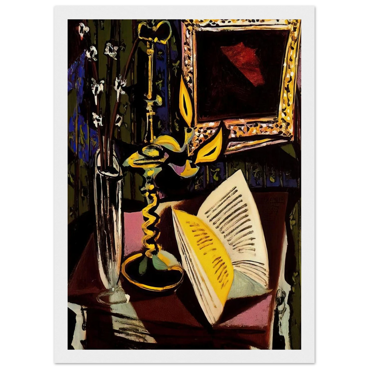 Still life with candlestick - 1937 Framed Poster | Pablo Picasso Framed Prints Wall Art | Pablo Picasso Shop