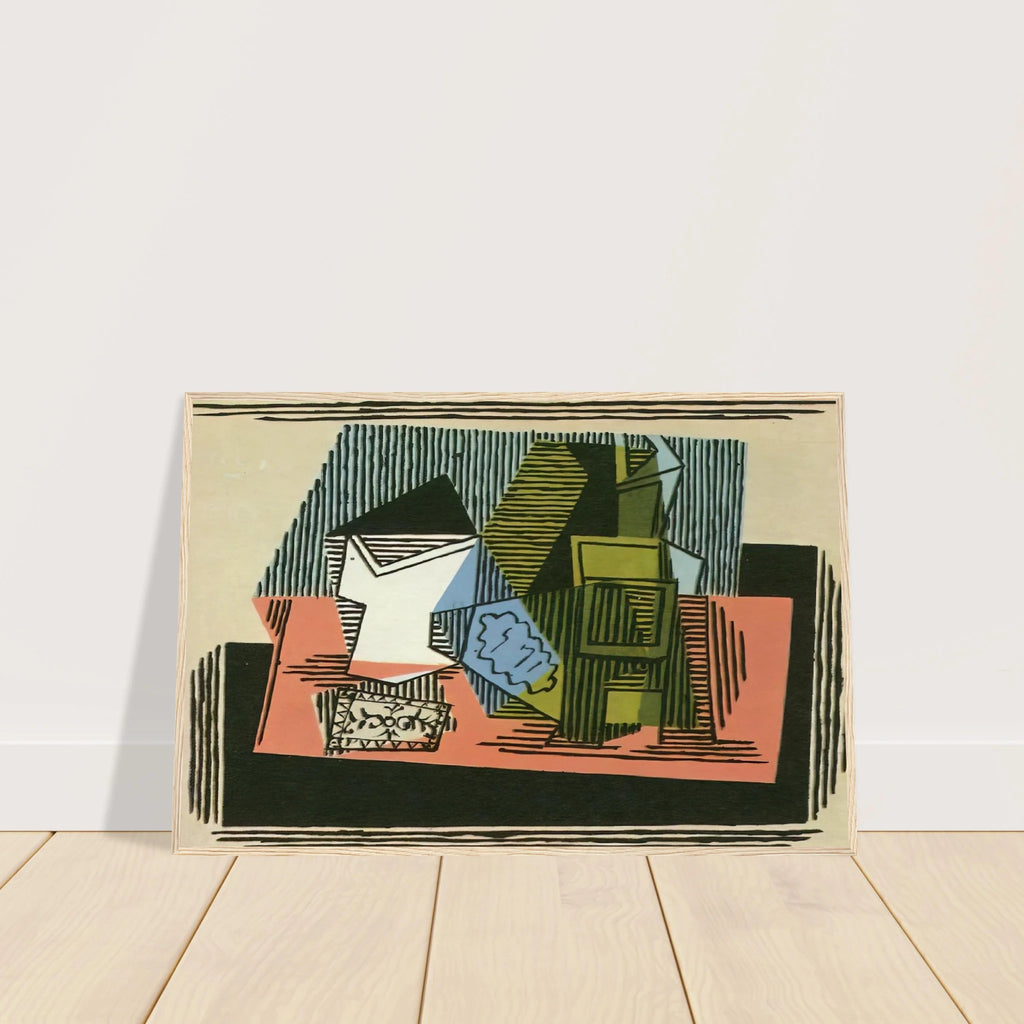 Glass, bottle, packet of tobacco Framed Poster | Pablo Picasso Framed Prints Wall Art | Pablo Picasso Shop
