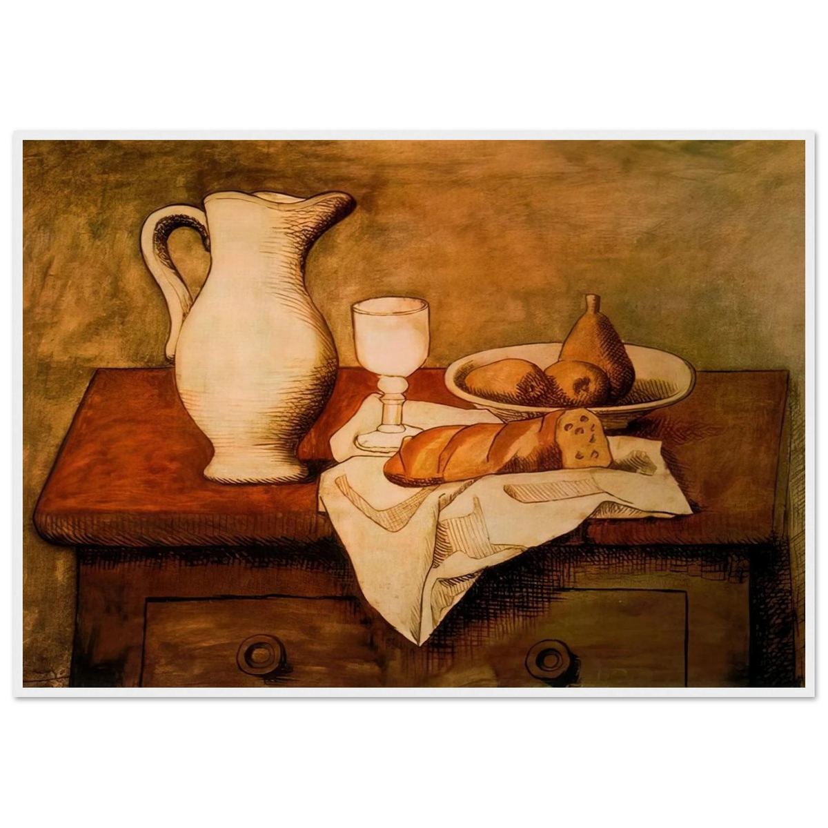 Still life with jug and bread - 1921 Framed Poster | Pablo Picasso Framed Prints Wall Art | Pablo Picasso Shop